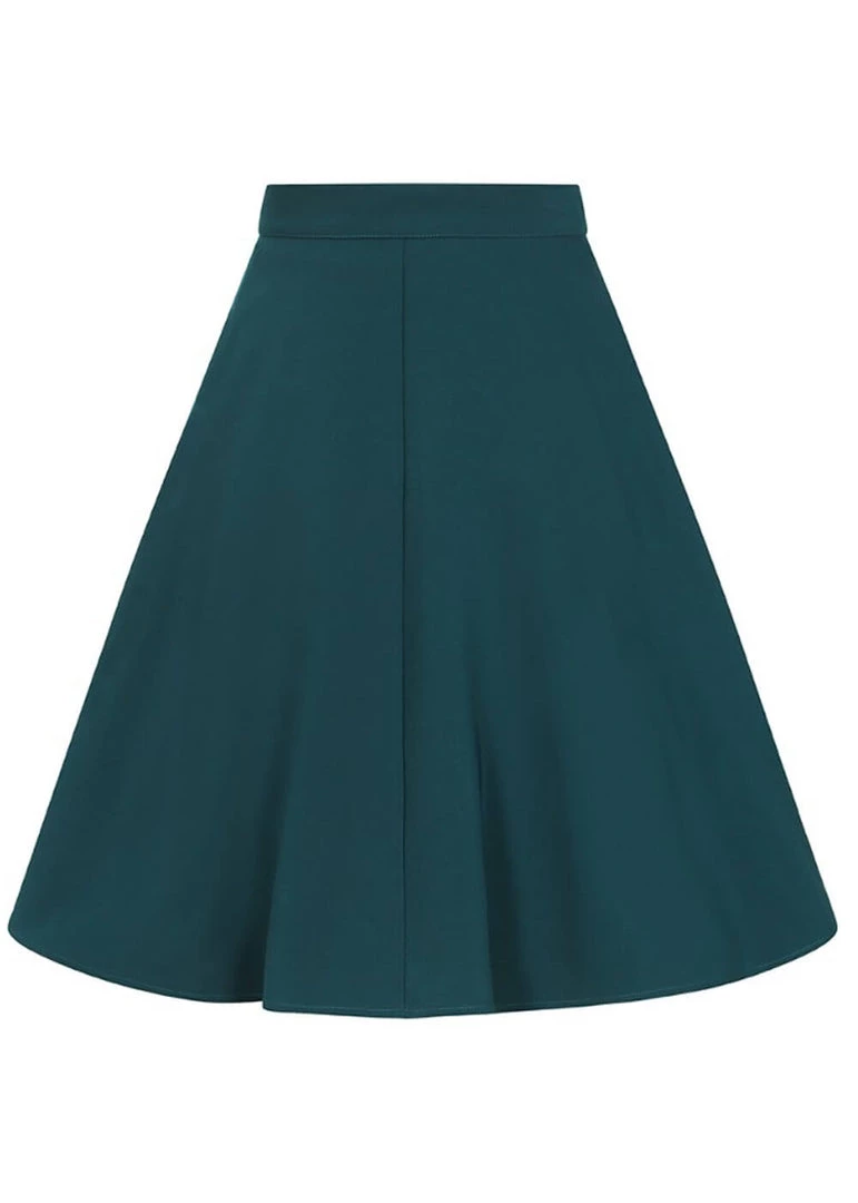 Hell Bunny Ravenwood 40's Swing Skirt Petrol Blue New In