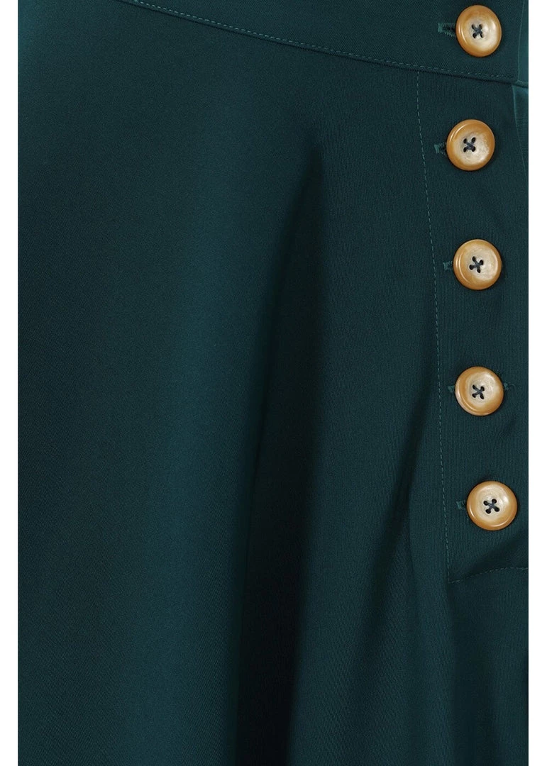 Hell Bunny Ravenwood 40's Swing Skirt Petrol Blue New In