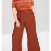 Hell Bunny Ginger 40's Swing Trousers Brown New In
