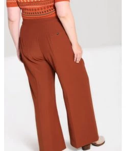 Hell Bunny Ginger 40's Swing Trousers Brown New In