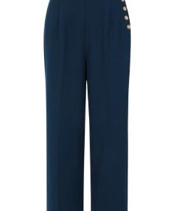 Hell Bunny Ginger 40's Swing Trosuers Petrol Blue New In