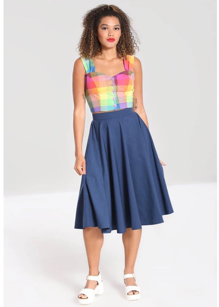 Hell Bunny Abi 50's Swing Skirt Navy
