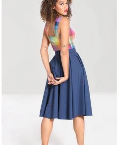 Hell Bunny Abi 50's Swing Skirt Navy