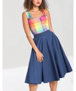 Hell Bunny Abi 50's Swing Skirt Navy