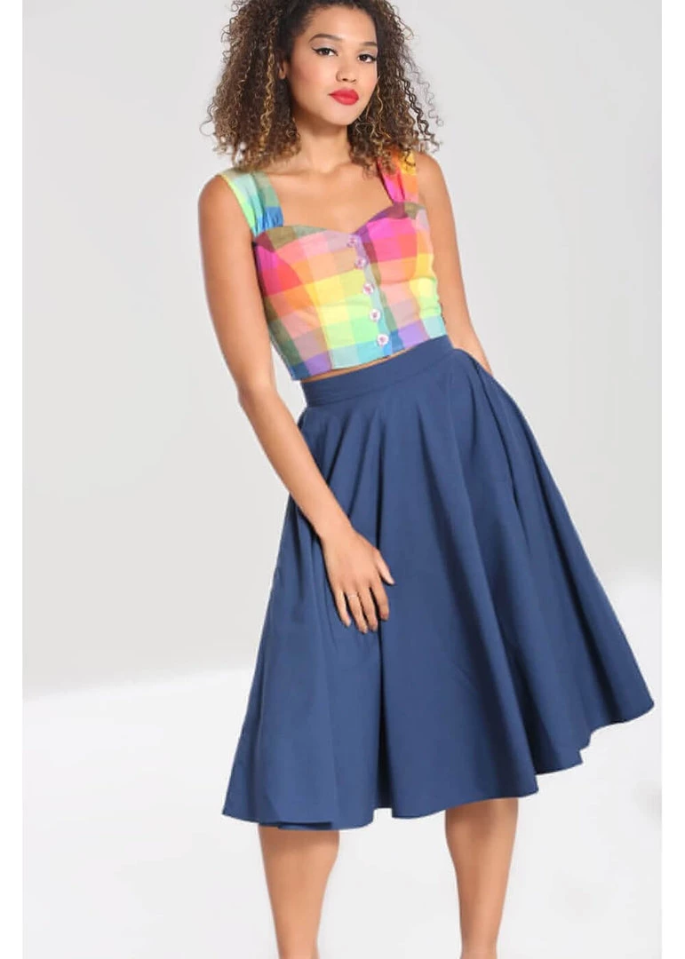 Hell Bunny Abi 50's Swing Skirt Navy