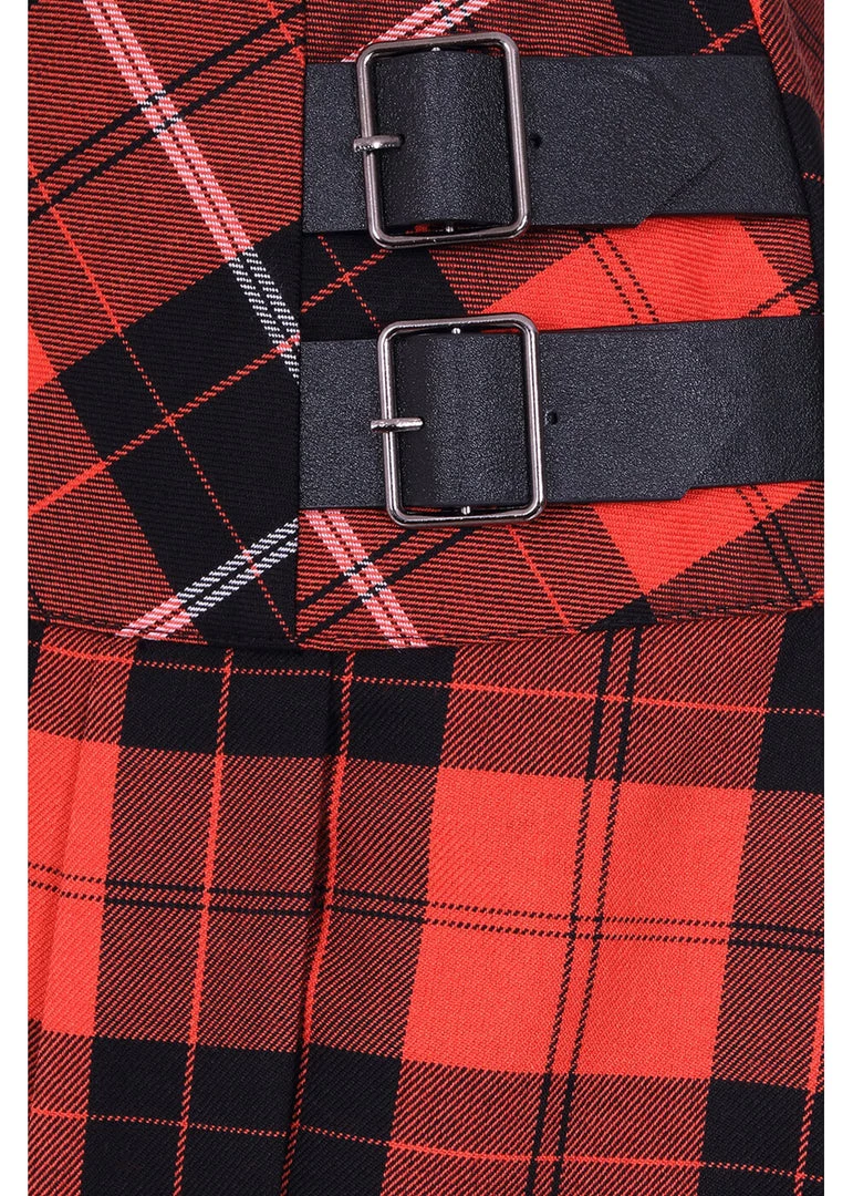 Hell Bunny Clementine Tartan 60's Mini Skirt Orange