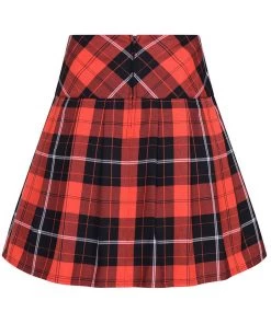 Hell Bunny Clementine Tartan 60's Mini Skirt Orange