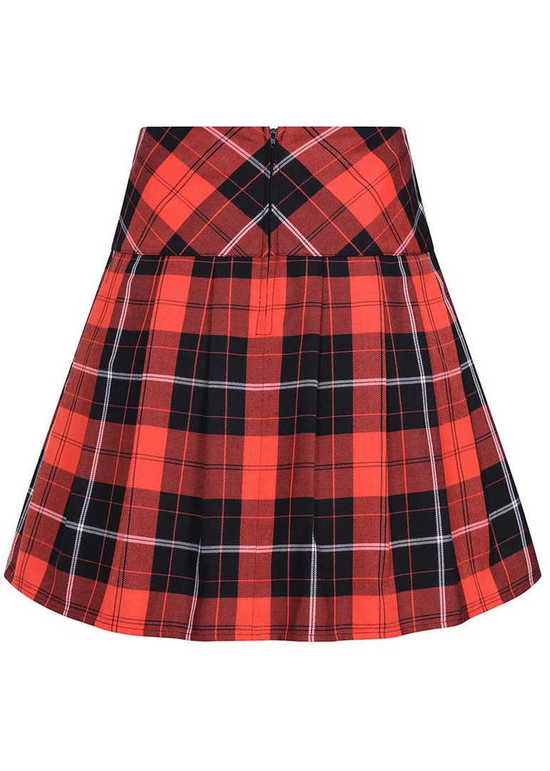 Hell Bunny Clementine Tartan 60's Mini Skirt Orange
