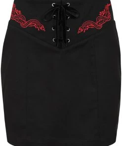 Hell Bunny Tallulah Snake 60's Mini Skirt Black