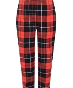 Hell Bunny Clementine Tartan 60's Trousers Orange New In
