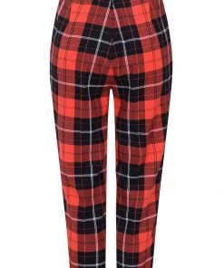 Hell Bunny Clementine Tartan 60's Trousers Orange New In