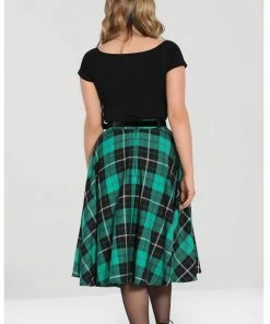 New In Hell Bunny Beryl Tartan 50's Swing Skirt Green
