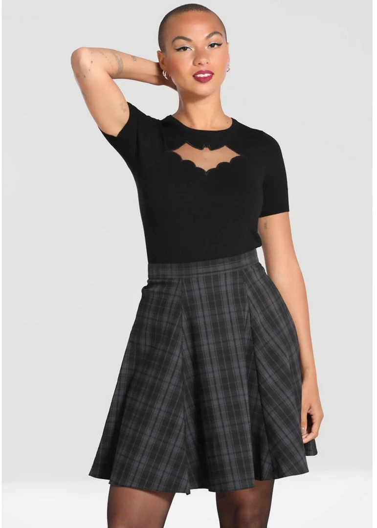 Hell Bunny Gail 50's Skater Skirt Grey
