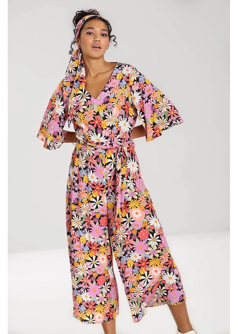 Hell Bunny Nadine 60's Jumpsuit Multi Colour