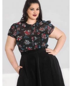 Hell Bunny Poseidon 60's Blouse Black