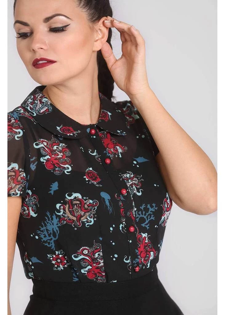 Hell Bunny Poseidon 60's Blouse Black