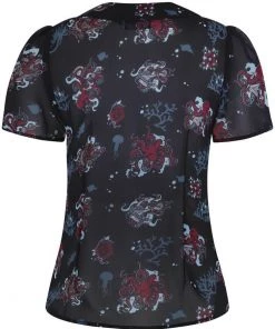 Hell Bunny Poseidon 60's Blouse Black