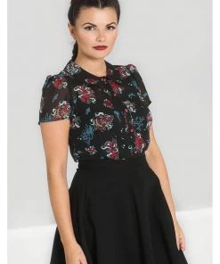 Hell Bunny Poseidon 60's Blouse Black