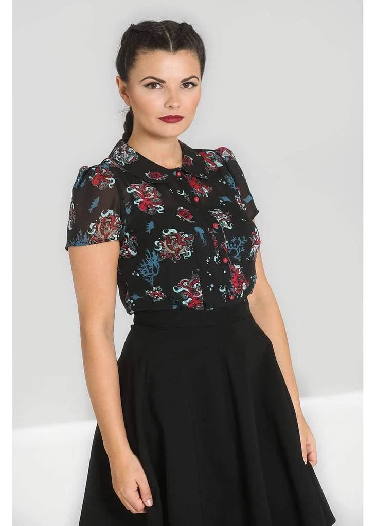 Hell Bunny Poseidon 60's Blouse Black