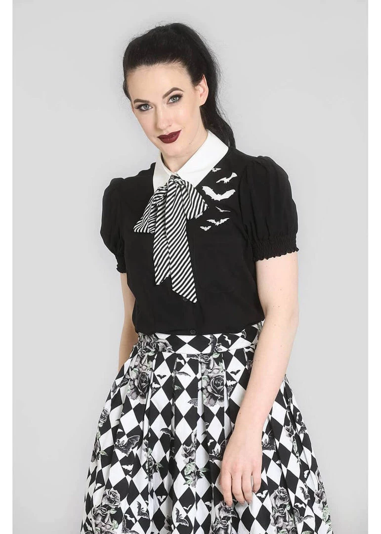 Hell Bunny Trixie Bats Blouse Black