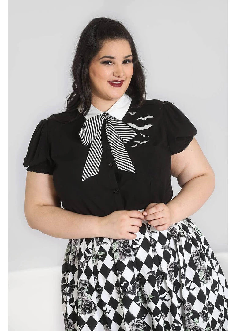 Hell Bunny Trixie Bats Blouse Black