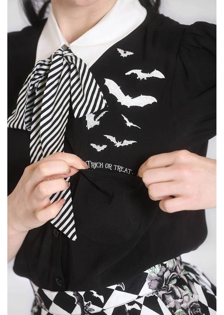 Hell Bunny Trixie Bats Blouse Black