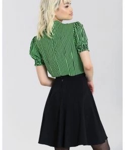 Hell Bunny Humbug 40's Blouse Black Green