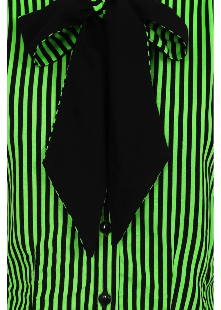 Hell Bunny Humbug 40's Blouse Black Green