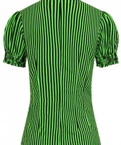 Hell Bunny Humbug 40's Blouse Black Green