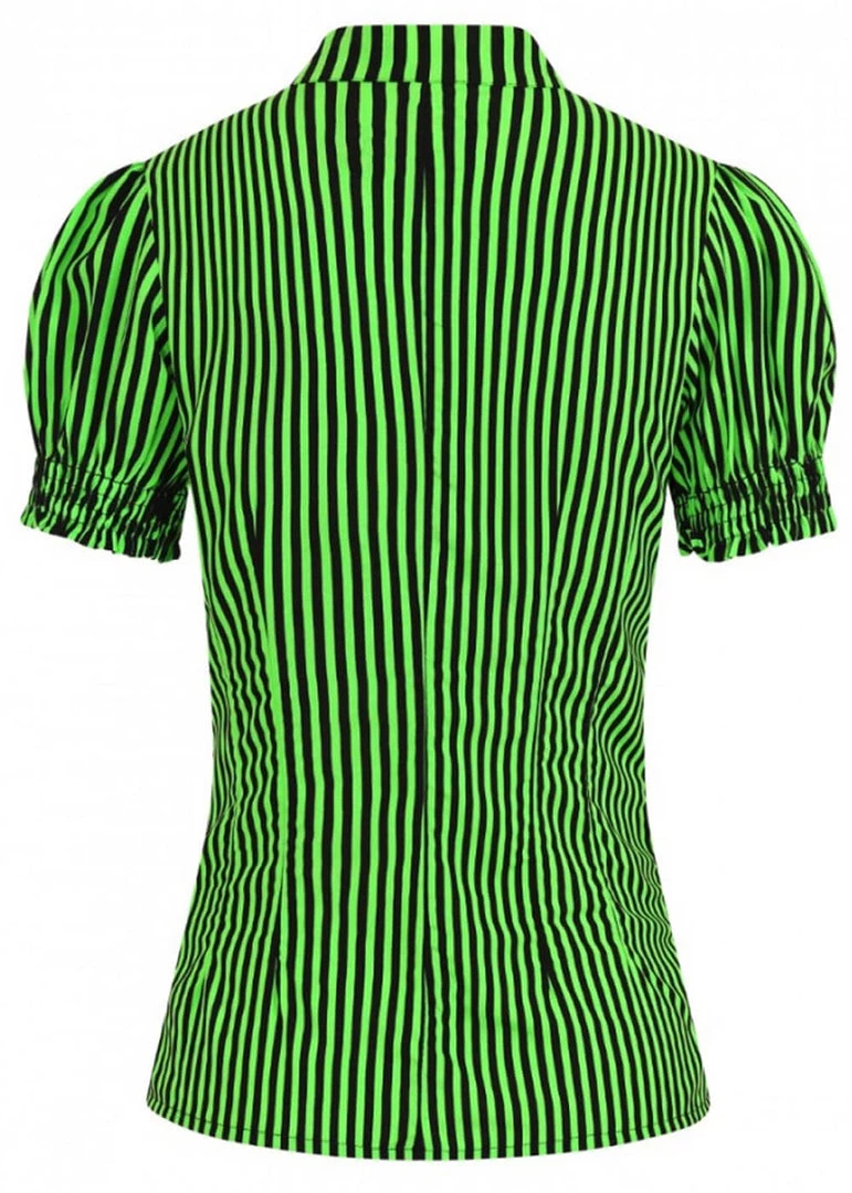 Hell Bunny Humbug 40's Blouse Black Green