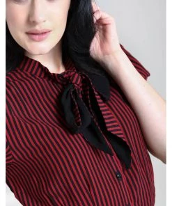 Hell Bunny Humbug 40's Blouse Black Red New In