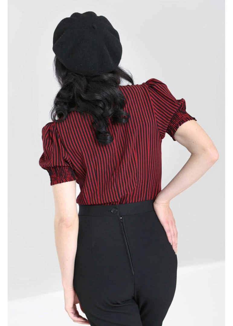 Hell Bunny Humbug 40's Blouse Black Red New In