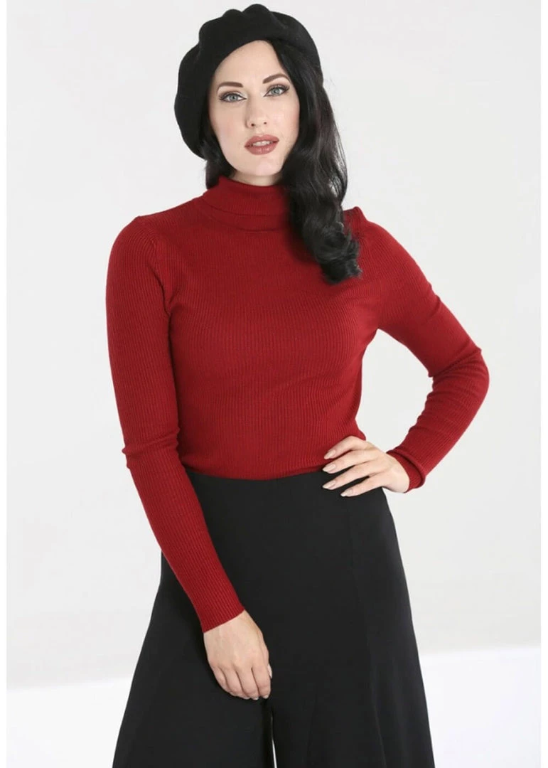 New In Hell Bunny Spiros 60's Jumper Burgundy