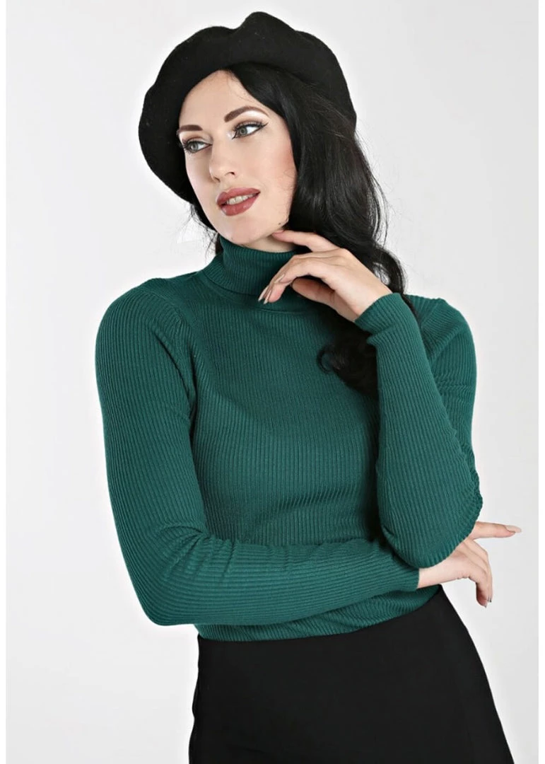 Hell Bunny Spiros 60's Jumper Dark Green