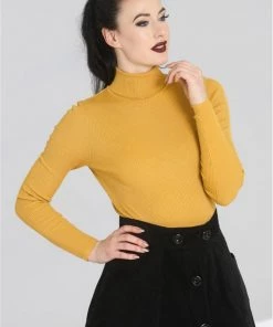 Hell Bunny Spiros 60's Jumper Mustard New In