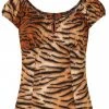 Hell Bunny Tora Tiger 50's Top Brown New In