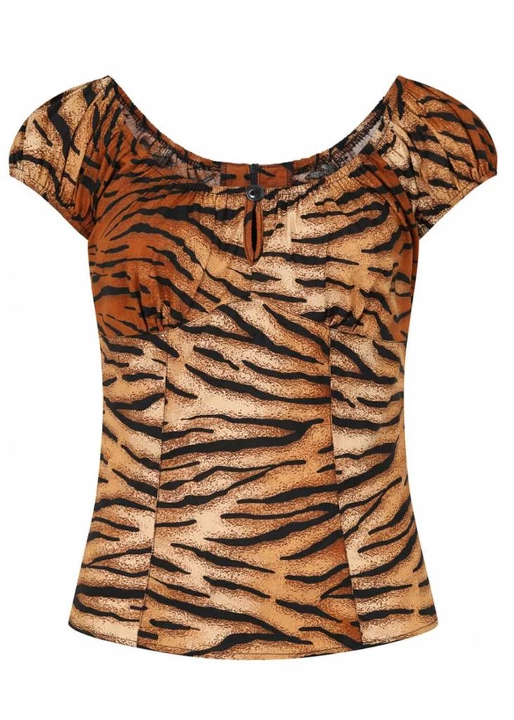 Hell Bunny Tora Tiger 50's Top Brown New In