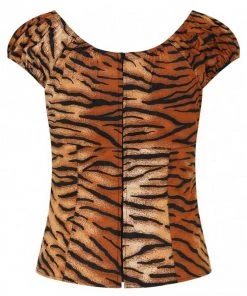 Hell Bunny Tora Tiger 50's Top Brown New In