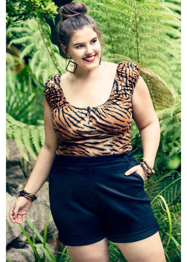 Hell Bunny Tora Tiger 50's Top Brown New In