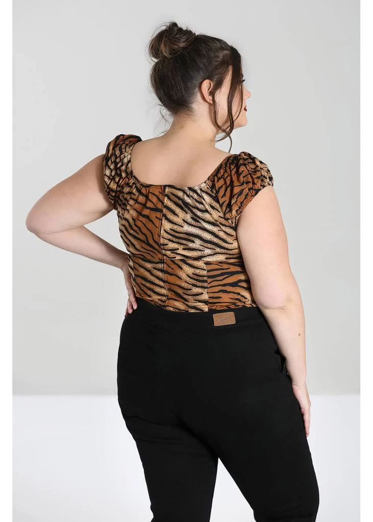 Hell Bunny Tora Tiger 50's Top Brown New In