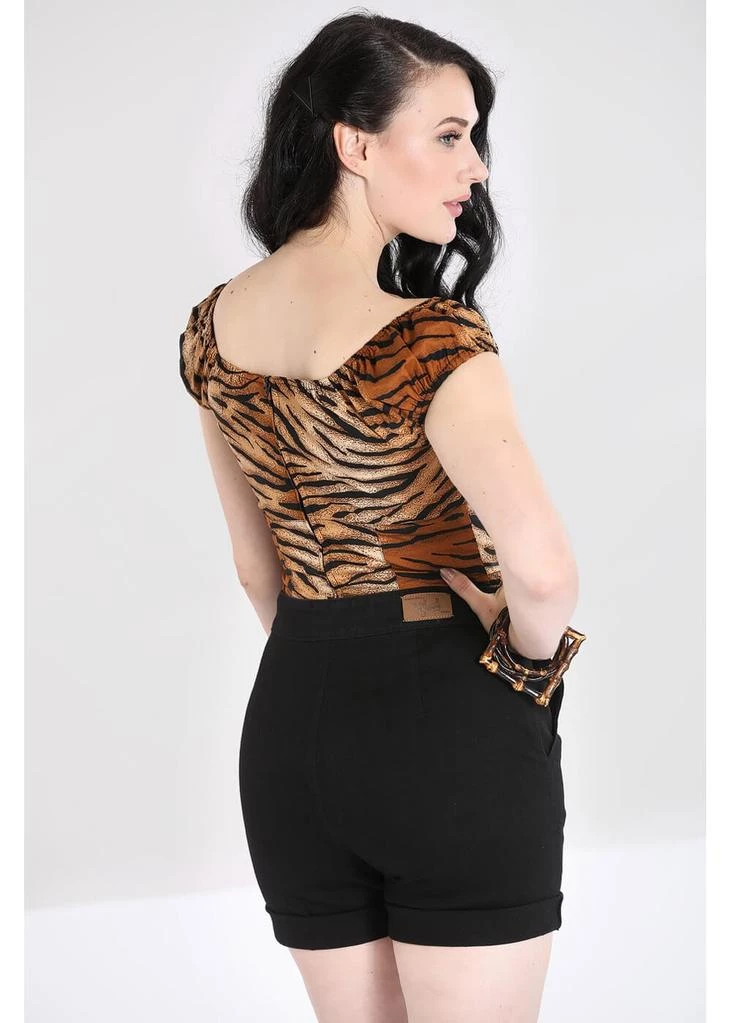 Hell Bunny Tora Tiger 50's Top Brown New In