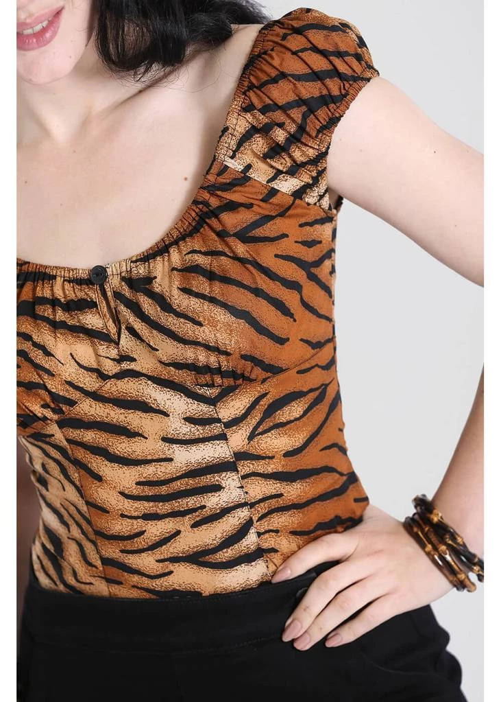 Hell Bunny Tora Tiger 50's Top Brown New In