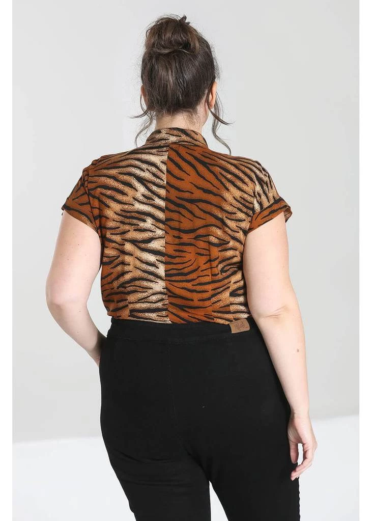 Hell Bunny Tora Tiger 40's Shirt Brown New In