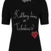 Hell Bunny Non Valentine Heart 60's Top Black New In