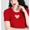 New In Hell Bunny Heart 60's Top Red