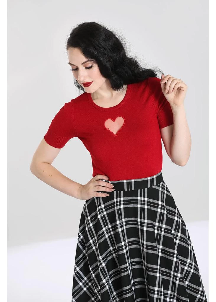 New In Hell Bunny Heart 60's Top Red