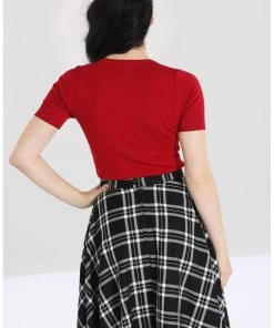 New In Hell Bunny Heart 60's Top Red