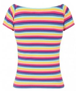 Hell Bunny Harmony Rainbow 50's Top Multi Colour