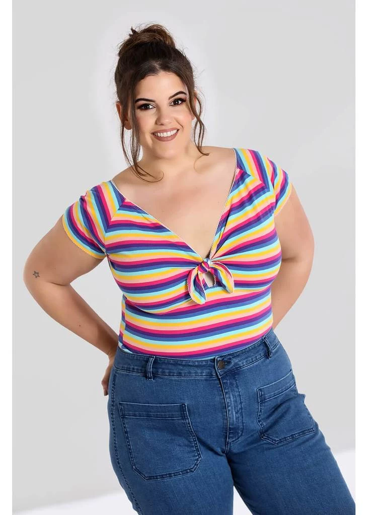 Hell Bunny Harmony Rainbow 50's Top Multi Colour