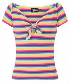 Hell Bunny Harmony Rainbow 50's Top Multi Colour